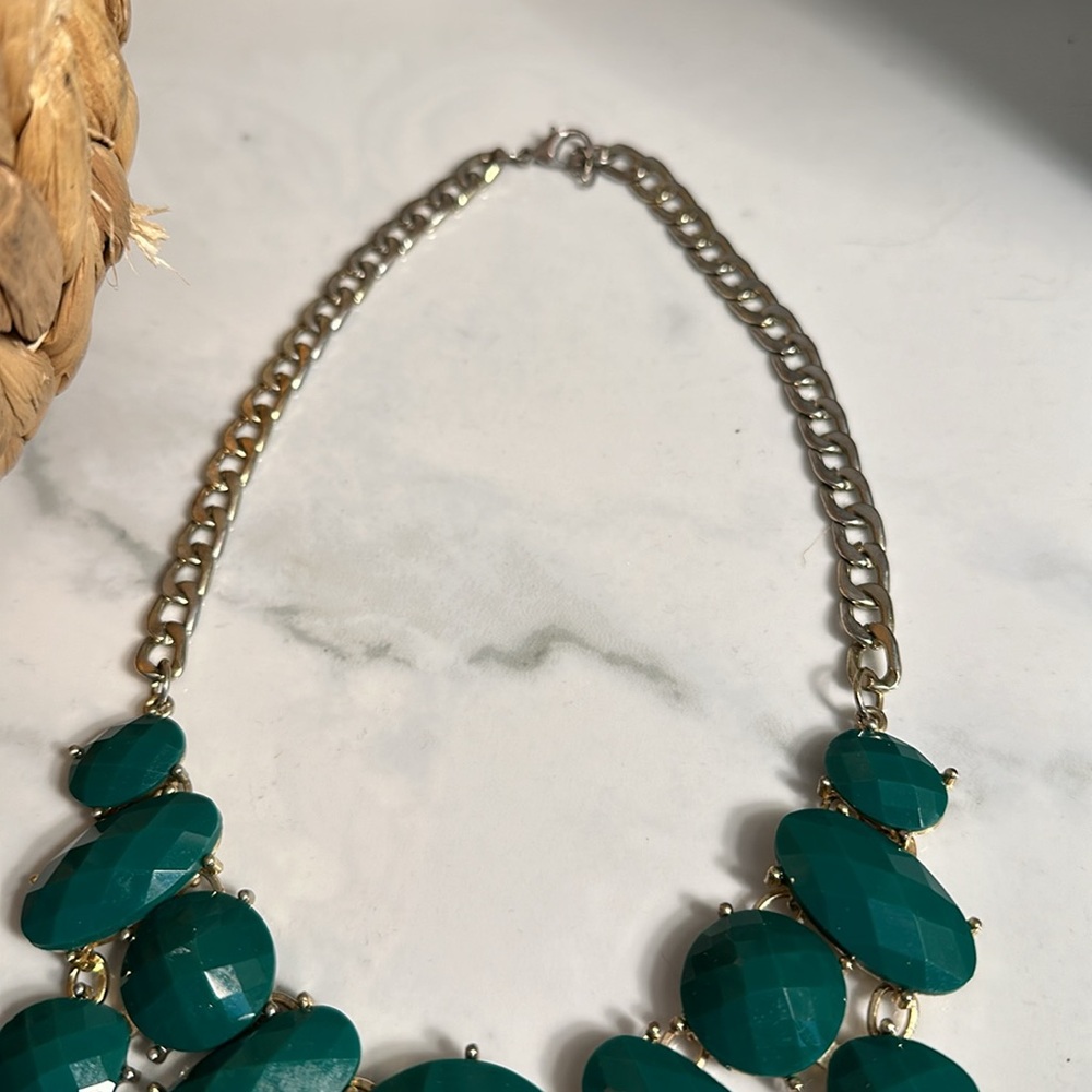 Green Emerald Statement Necklace - image 3